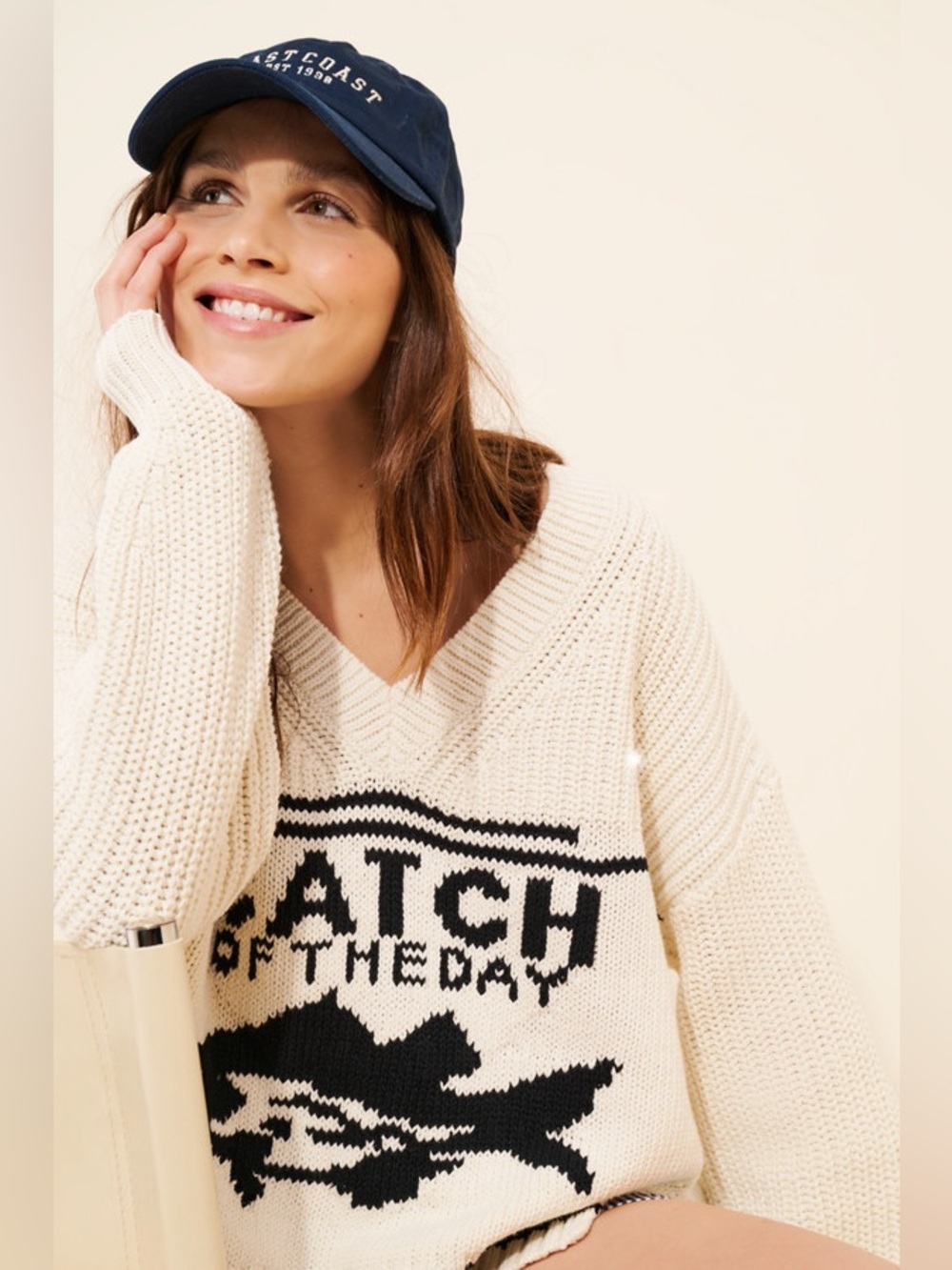 Anthropologie Maeve Catch of the Day Viral Linen Preppy Sweater M - Picture 3 of 15